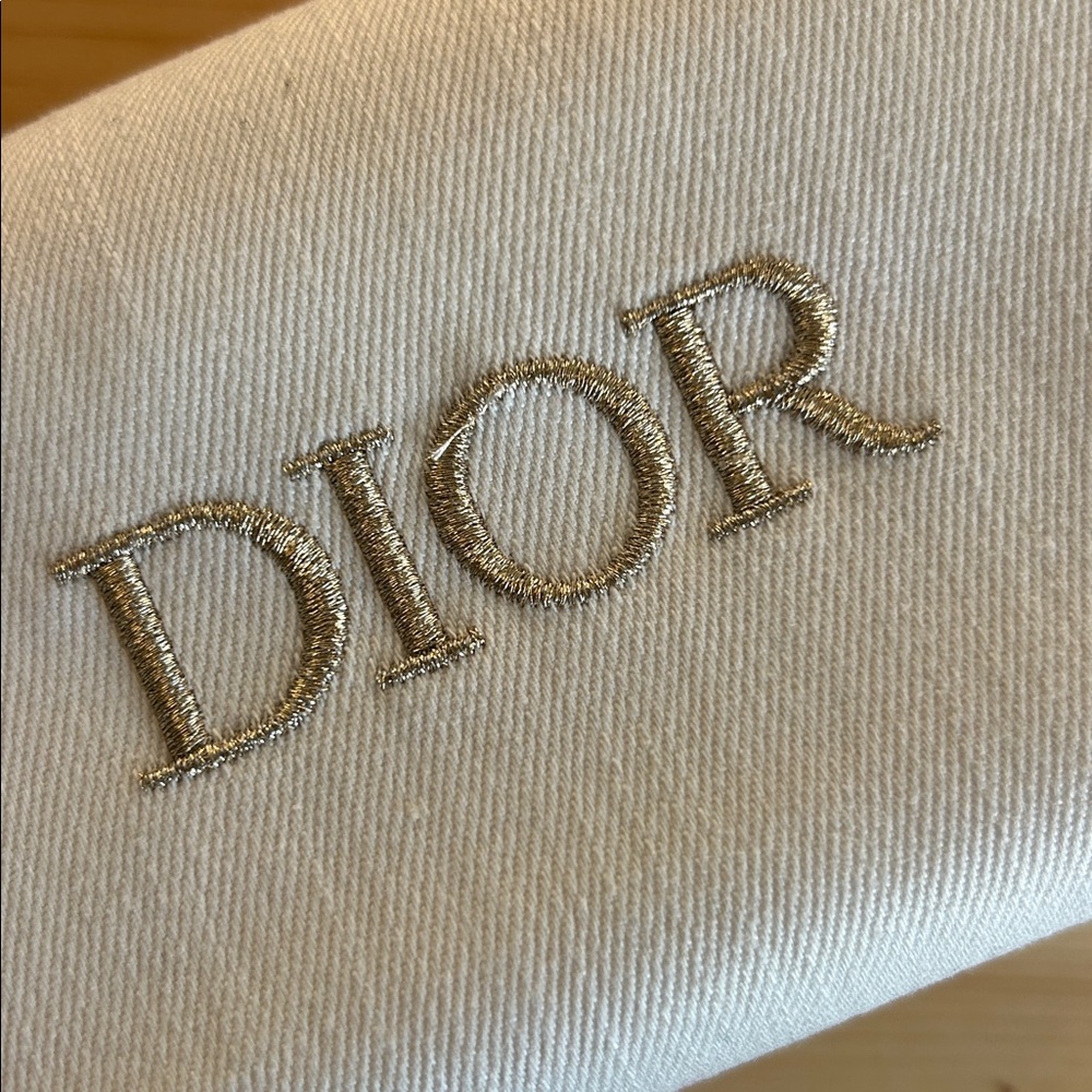 Dior Cream and Gold Embroidered Pouch - Picture 2 of 6